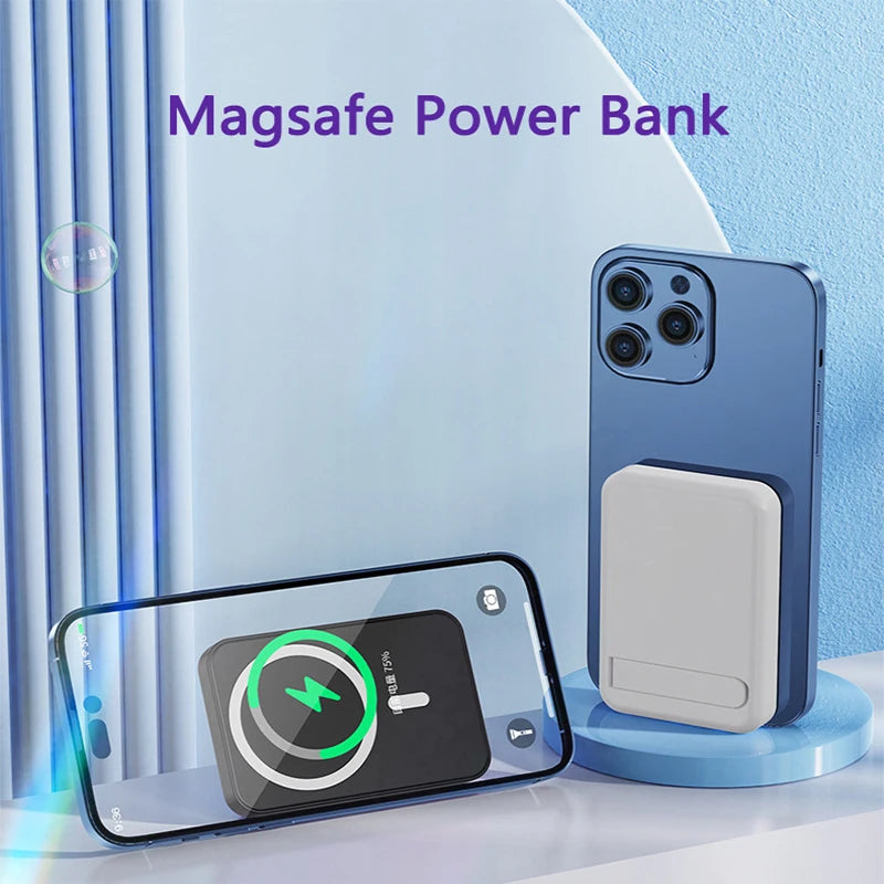 10000Mah Magsafe Power Bank Magnetic Wireless Charger Powerbank with Stand for Iphone 16 15 Samsung Huawei Xiaomi Mini Poverbank