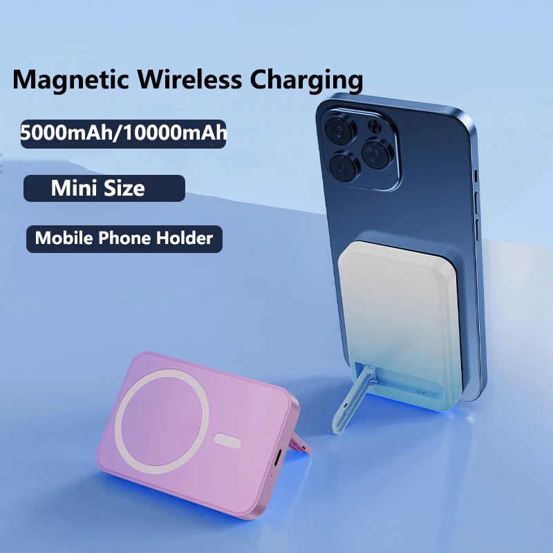 10000Mah Magsafe Power Bank Magnetic Wireless Charger Powerbank with Stand for Iphone 16 15 Samsung Huawei Xiaomi Mini Poverbank